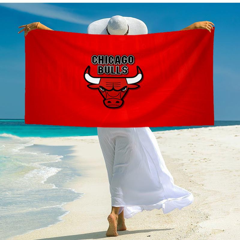 1pz Telo da Spiaggia Logo Chicago Bulls - Morbido, Microfibra Assorbente, Leggero, Ideale per Spiaggia, Feste, Viaggi, Campeggio, Regali per Fan