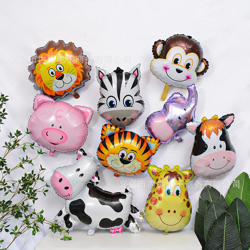 Animal Head Aluminum Film Balloon Birthday Party Decoration Arrangement Medium Lion Head Tiger Monkey Head Balloon
