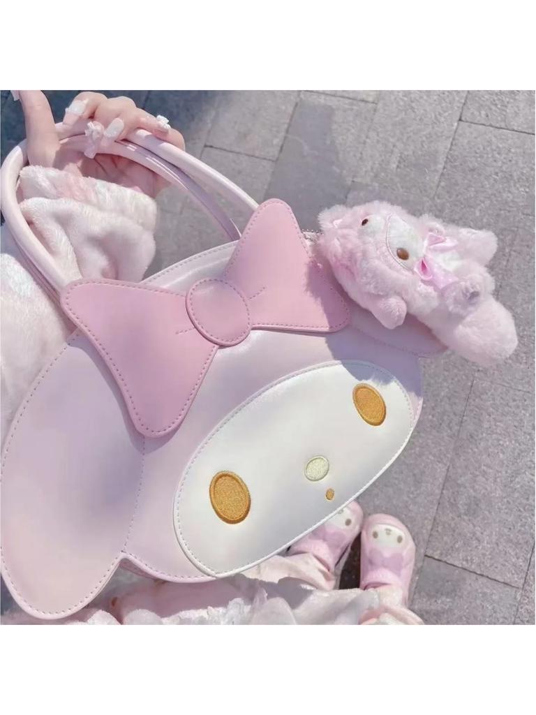 Pink PU Leather Shoulder Bag Fashionable Large Capacity Handbag Cute Exquisite Women Purse