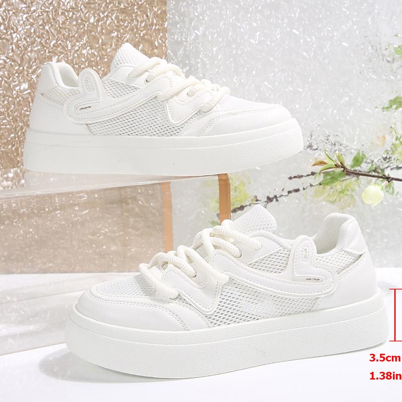 

Fashion 2025 New Breathable White Sneakers Women Comfortable Thick Bottom Vulcanizd Shoes Woman Spring Summer Lace Up Causal Sneakers 42 белый