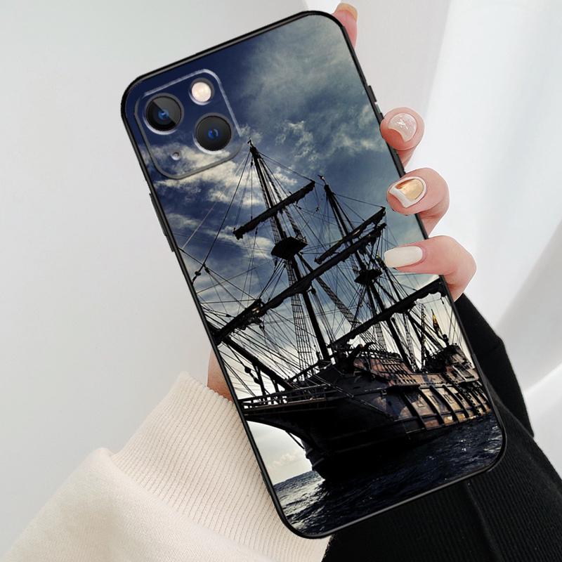 Sailing Pirate Ship Boat Phone Case For iPhone 17 Pro Max 16 15 11 13 12 14 Pro Max mini 15 16 Plus 16e 17 Air Cover