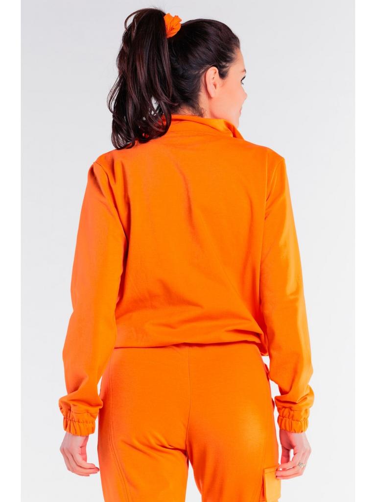 Cotton Zip-up Sweatshirt, Orange L/XL