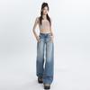 Summer Vintage Washed Relaxed Straight Drape Floor Wide Leg All Match Denim Pants For Ladies Casual Pants Oversize Denim Trousers
