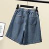 Women's High-Waisted Wide-Leg Denim Bermuda Shorts