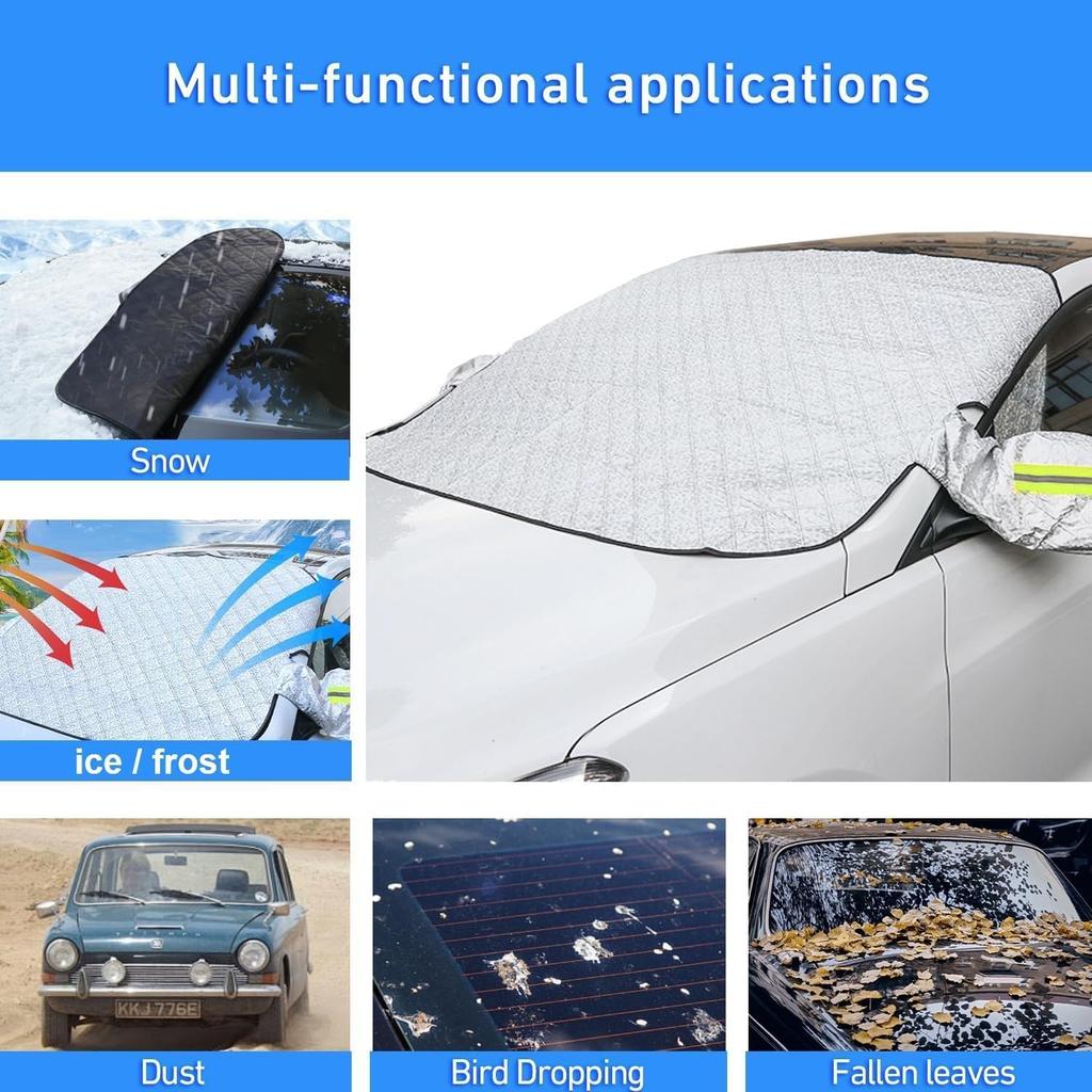 Windshield Cover For Winter Ice/Snow/Frost, Heavy Duty Ultra Thick Protective Windscreen Cover, Snow Ice Frost Dust Water Resistent, Pefect For Car