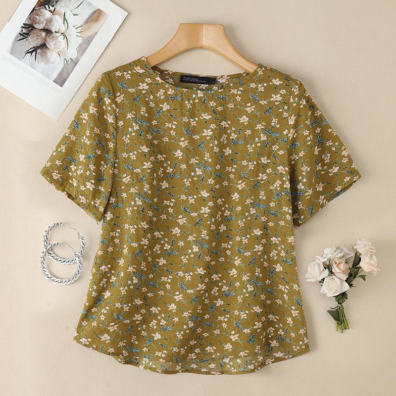 

ZANZEA Женская повседневная летняя блузка с цветочным принтом и рукавом три четверти 5XL
