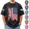 Men's Loose And Casual Flag-print T-shirt, Short Sleeve Shirt
