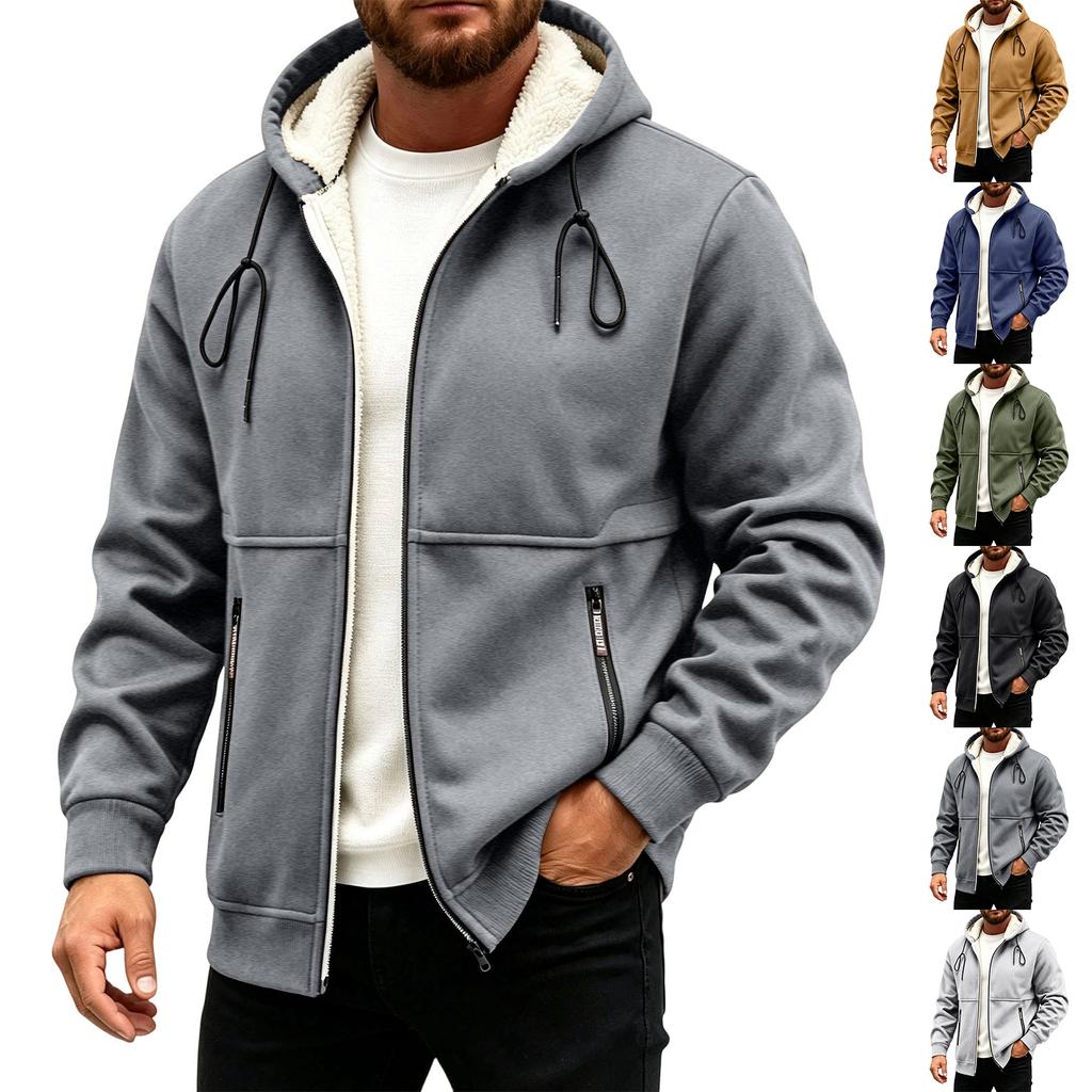 Herren Kapuzen-Strickjacke Jacke, Lässige Dicke Warme Winddichte Oberbekleidung für Herbst und Winter