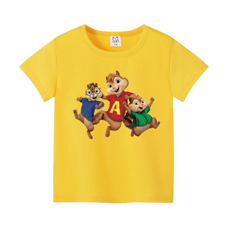 Ropa Linda de Ardilla de Dibujos Animados de Moda Camiseta de Verano de Manga Corta para Niños y Adolescentes Niños y Niñas