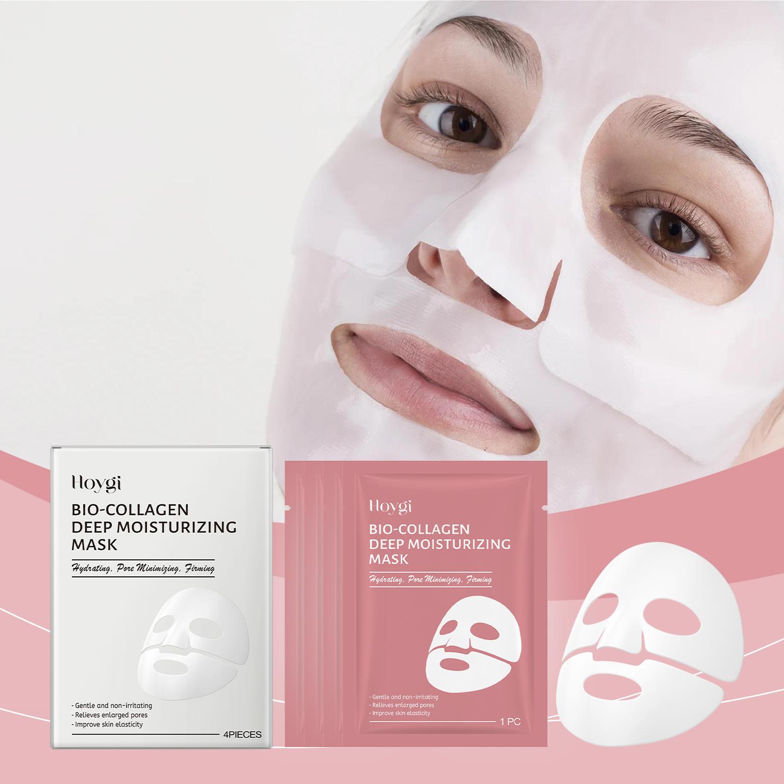 

Bio Collagen Face Mask Shrink Pores Deep Hydrating Overnight Mask Moisturizing Refreshing Brightening Face Skin Care 4 PIECES