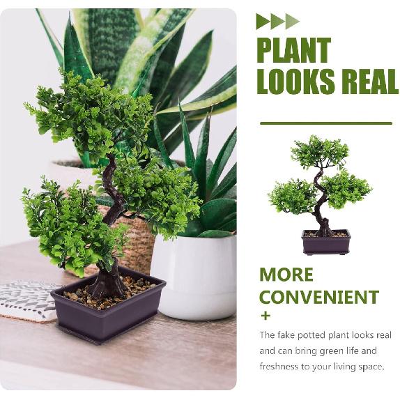 Artificial Bonsai Simulation Green Plants for Home Decoration Faux Potted Plants for Office and Garden No Maintenance Required