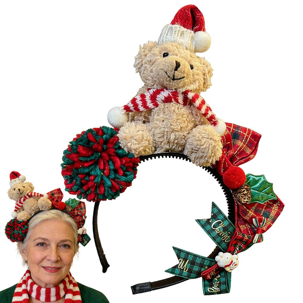 Christmas Headbands For Women Bear Design Hair Hoop Bear Design Girls Christmas Headband For Teens Party Holiday Celebration