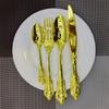 Silver Plated Stylish Design Dinnerware Wedding Occasion Cutlery Xmas Gift Silverware Tableware Dinner Knife Fork Teaspoon Restaurant 4-24Pcs Luxury