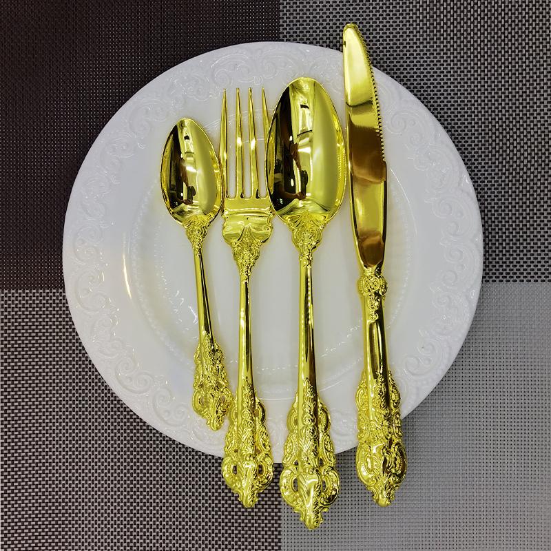 Silver Plated Stylish Design Dinnerware Wedding Occasion Cutlery Xmas Gift Silverware Tableware Dinner Knife Fork Teaspoon Restaurant 4-24Pcs Luxury