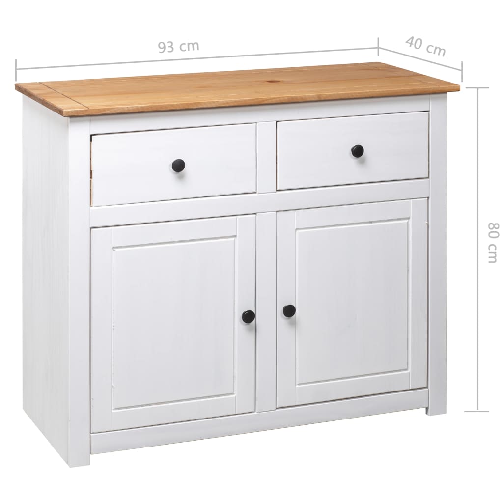 Sideboard White 93 x 40 x 80 cm Pine Wood Panama