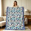 All Season Vintage Floral Print Flannel Blanket Soft Warm Cozy Throw Blanket for Couch Sofa Bed Office Living Room Home Decorative Lightweight Breatha