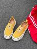 Leather One-pedal White Shoes Heightened Platform Casual Canvas Shoes Women's 2025 Spring and Autumn New Round Head Sports Shoes
