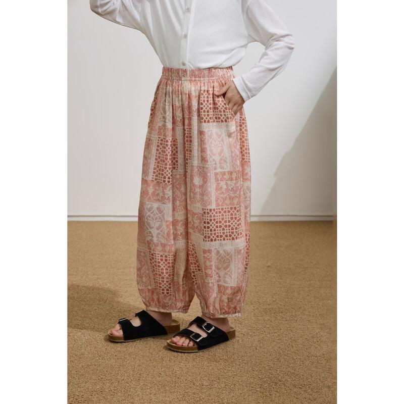 Girls Summer Floral Anti-Mosquito Cropped Harem Pants 140