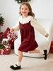 2026 Red Corduroy Vest Dress for Girls - New Year Edition, Warm and Loose Fit, In Stock