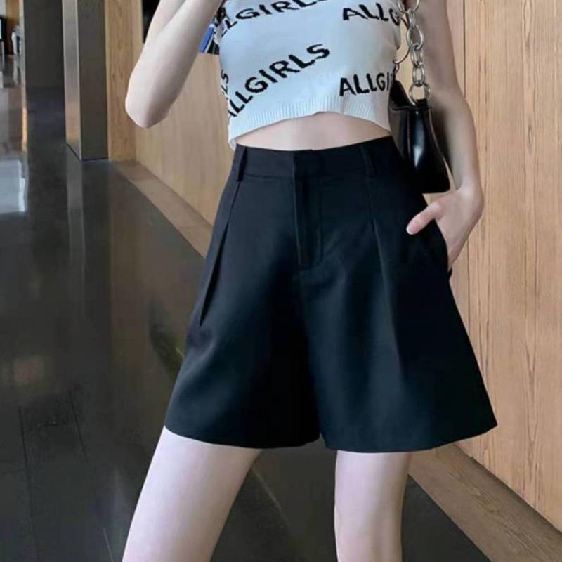 Women's Summer Black A-Line High Waist Casual Sport Shorts, 2023