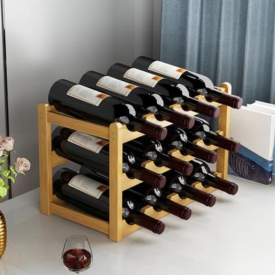 Yousheng Bambus Weinregal Halter Bar Schränke Stapelbarer Lagerwürfel Tischplatte für Champagner Mehrschichtig DIY Zusammengebaut Naturholz Flaschenhalter