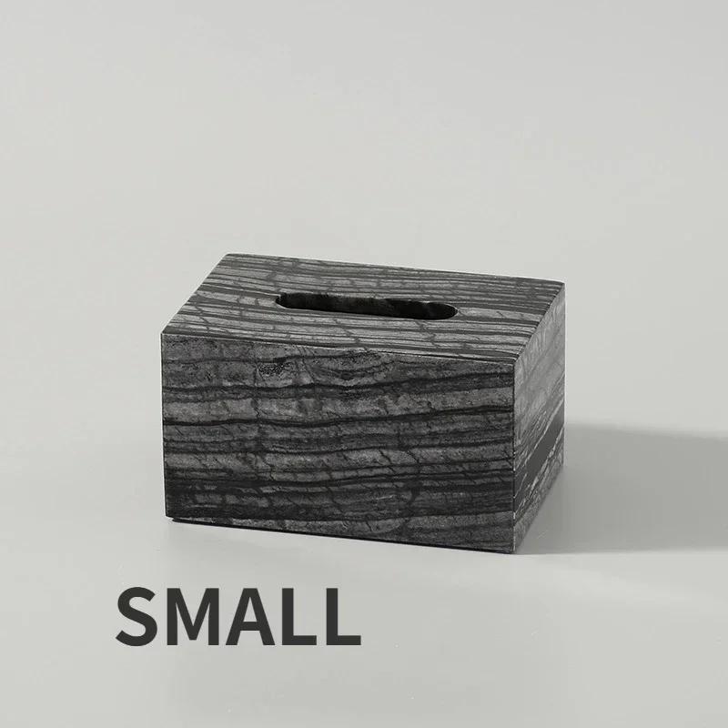 Nordic Natural Marble Tissue Box Square Rectangle Creative Black White Paper Drawer Paper Box Home Hotel Model Room Ornaments