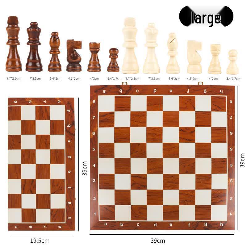 Fengyi Solid Wood Foldable Chess Set with Double Queen