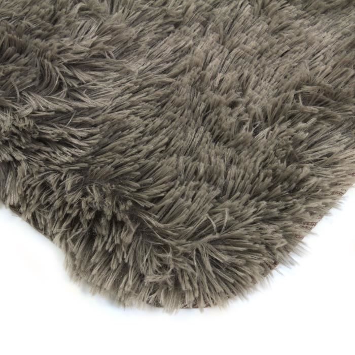 Shaggy Koberec do obývacího pokoje nebo ložnice - Neo jóga - omyvatelný koberec s jemnou základnou z extra měkkého mikrovlákna Taupe s dlouhým vlasem 160 x 230 cm