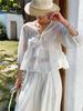 2026 Spring Women's French Embroidery Chiffon V-Neck Top - Chinese Style and Elegant Fashion
