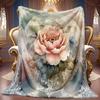 Cozy Fleece Blanket Featuring a Rose Floral Design with High-Definition Digital Printing, Suitable for All Seasons. This Soft And Breathable 100% Poly
