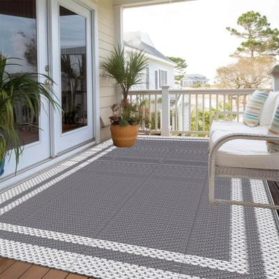 Plastic Tube Woven Outdoor Carpet Patio Motorhome Camping Rugs Foldable Picnic Carpet Portable Summer Waterproof Beach Floor Mat