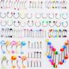 110 PIÈCES/ENSEMBLE Bijoux de Corps Couleur Mixte Kit de Piercing Acrylique Sourcil Nombril Ventre Langue Lèvre Nez Piercing