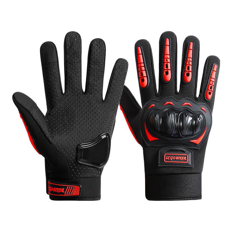 

Locomotive and motorcycle gloves men s outdoor sports non-slip and wear-resistant touch screen hand guard long finger breathable four-season gloves One size fits all красный