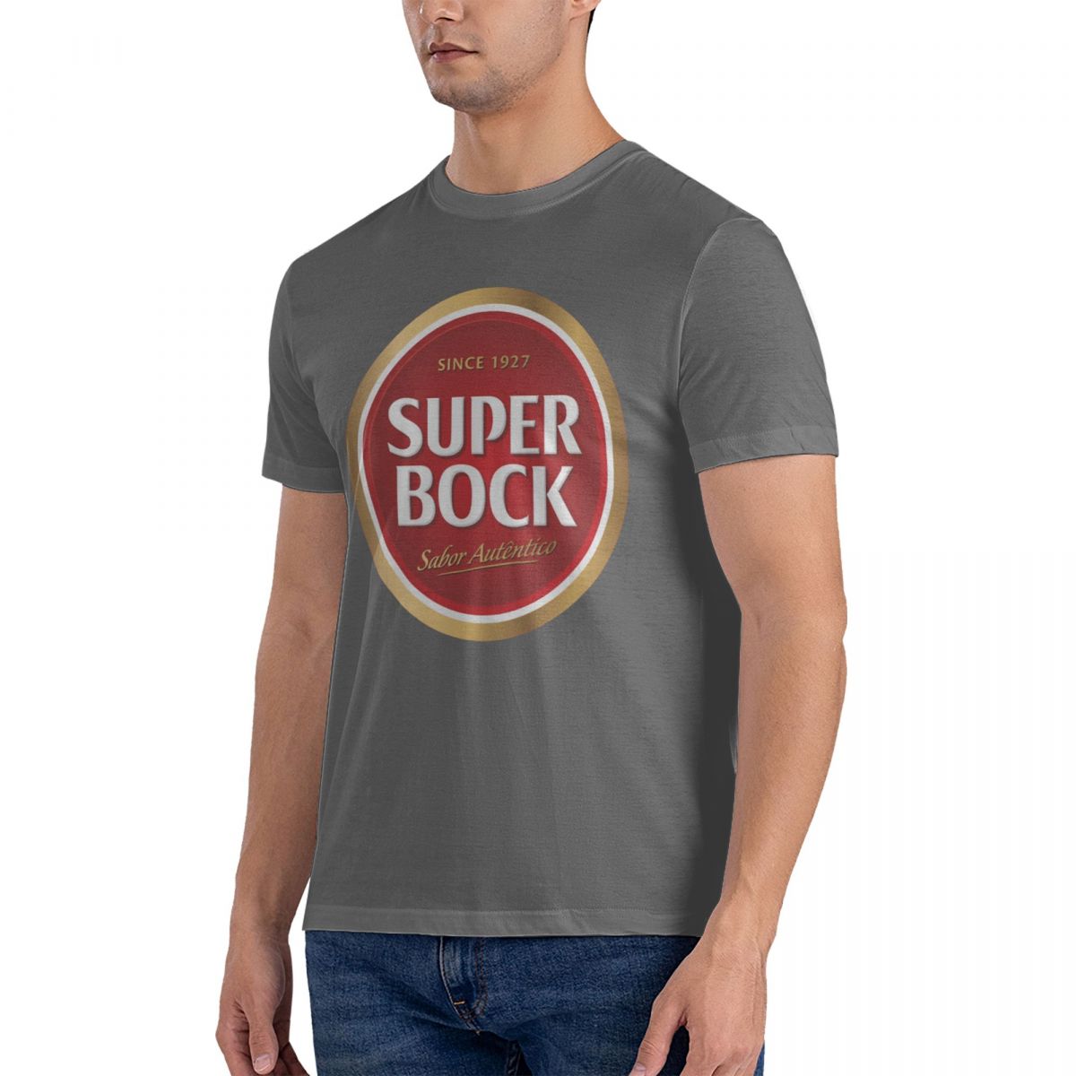 ZheXiong TEE Heren casual mode T-shirt ronde hals coole man's Super Bock bier Portugal Fashion Bedrukt heren T-shirt Korte mouw M