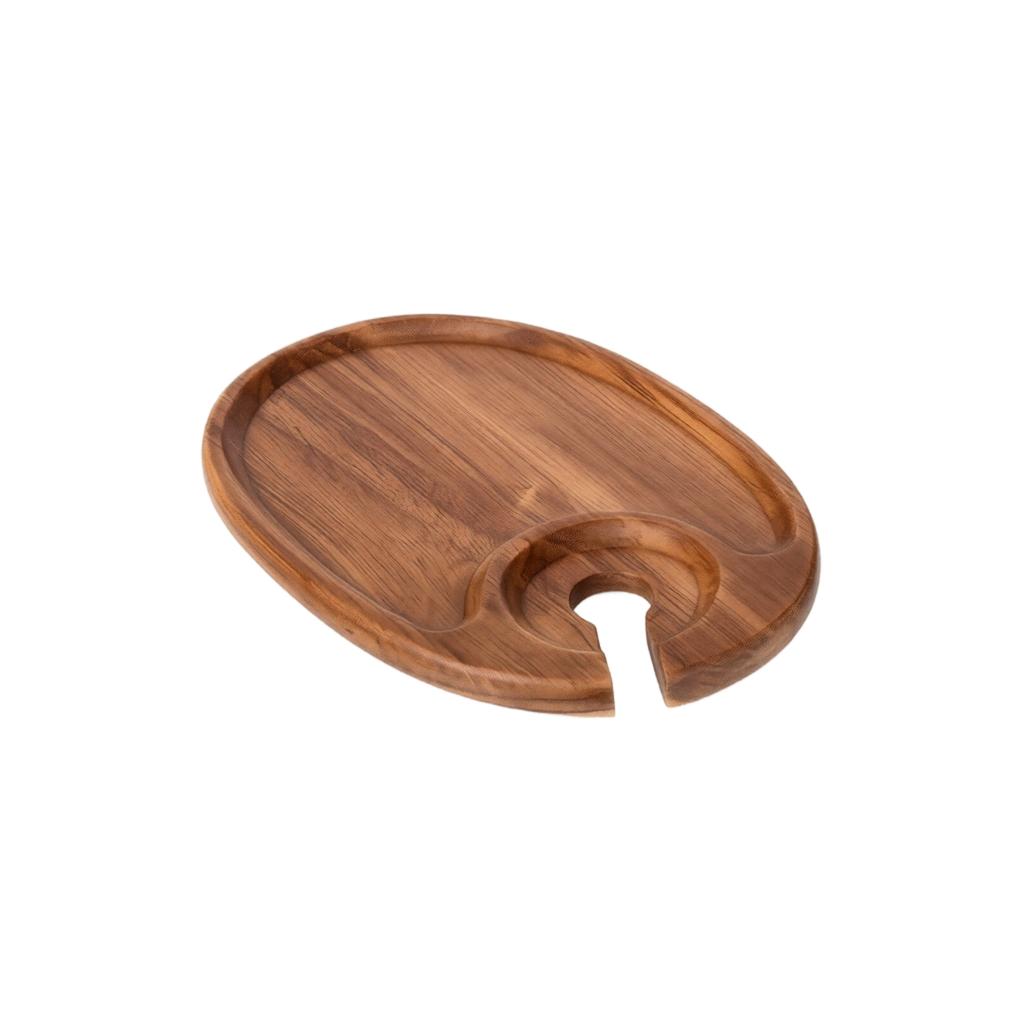 Wood Serving Tray with Wine and Champagne Glass Holder, Pedestal Charcuterie Board for Party, Steak and Appetizers