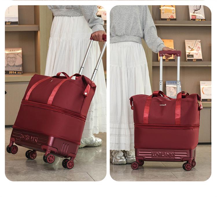 New Foldable Travel Bag with Pull Rod & Wheels - Durable, High-Grade, Trendy, and Expandable Storage
