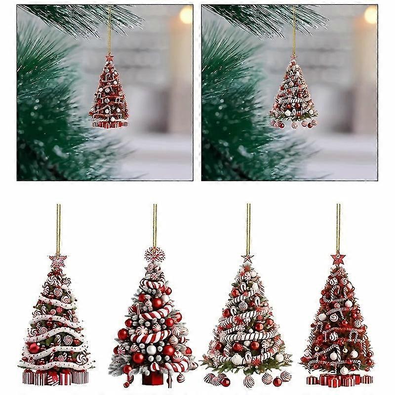 4pcs Christmas Tree Pendants Xmas Tree Hanging Ornaments Car Decoration Pendant Christmas Party Kids Toys Gift Navidad