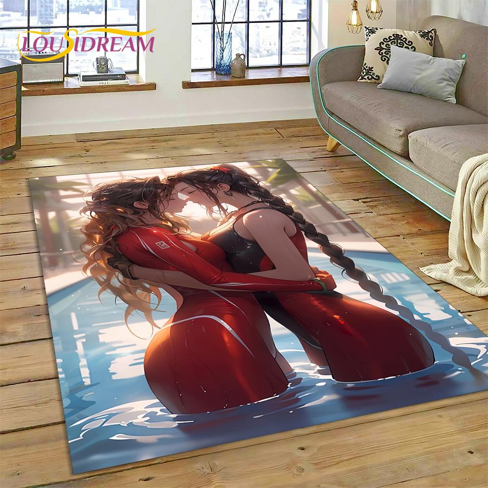 Cartoon Character Sexy Lace Girls Cute Anime Rug Carpet for Living Room Bedroom Home Decor,Non-slip Decoration for Sofa Doormat