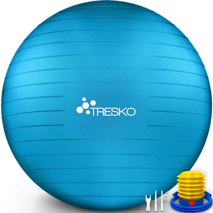 Ballon de Gymnastique - TRESKO - 75 cm - Anti-éclatement - Capacité 300 kg - Antidérapant