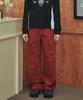 SOME PLACE Incision Pocket Pique Wide Cargo Pants [Red]