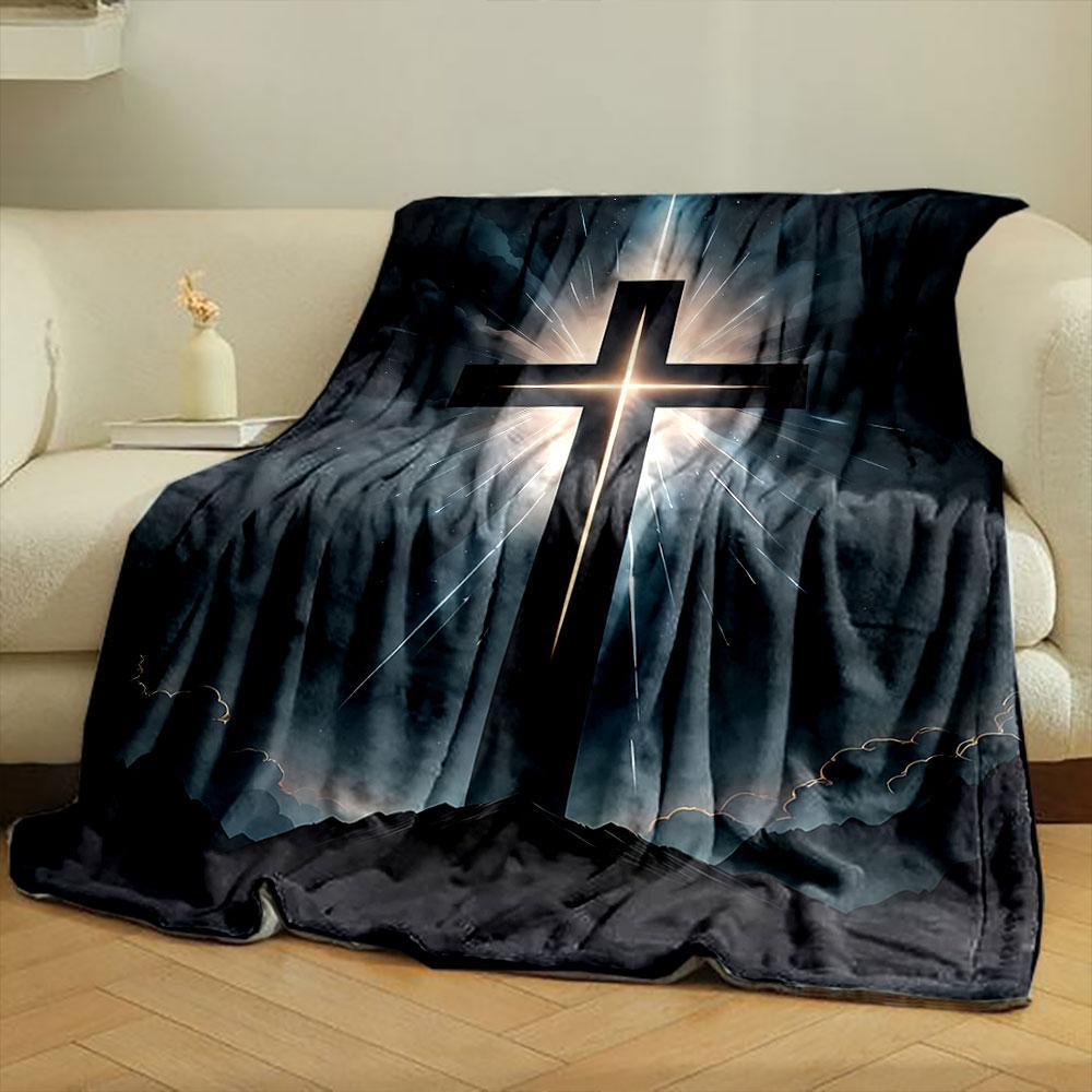 Radiant Cross Blanket Printed Blanket for Living Room Bed Couch lunch break Soft Cozy Blanket for Friend's festival Gift