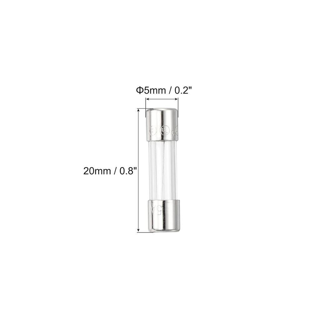 MECCANIXITY 10 Pcs Fast Blow Glass Fuse 5A 125V 5x20mm Glass Tube Fuses Fast-Acting Fuses for PCB Board Electronic Devices Home Appliances Light