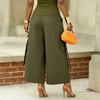 Women's Fashion Color Elastic High Waist Wide Leg Loose Casual Pants
