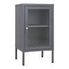 Small Sideboard with 1 Door, 38x35x70 Cm, In Glass and Gray Metal