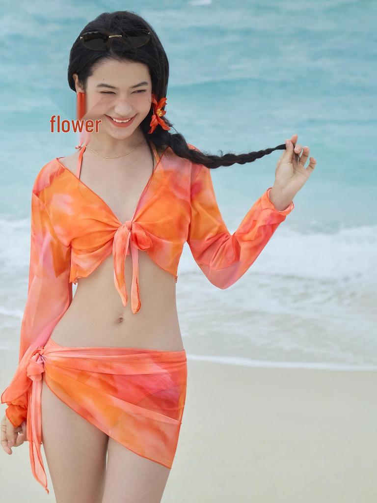 Women's Fairy Swimsuit: Sexy Korean Long Sleeve Bikini 3-Piece Set for Beach Vacations