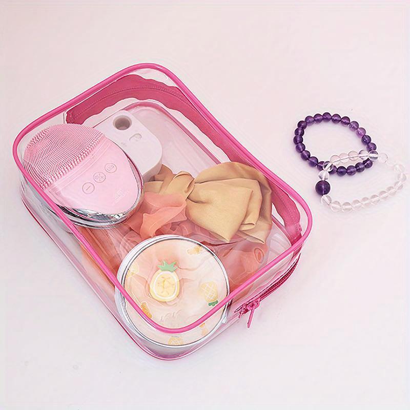 Clear Makeup Bag With Zippers Transparent Makeup Organizer Cosmetic Makeup Bags For Vacation Business Trip Airport Bathroom