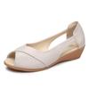 Scarpe Zeppa Comfort Estivo Sandali alla Moda da Donna Taglie Forti Scarpe Piatte Peep Toe da Mamma Mocassini a Infradito Autentici da Donna