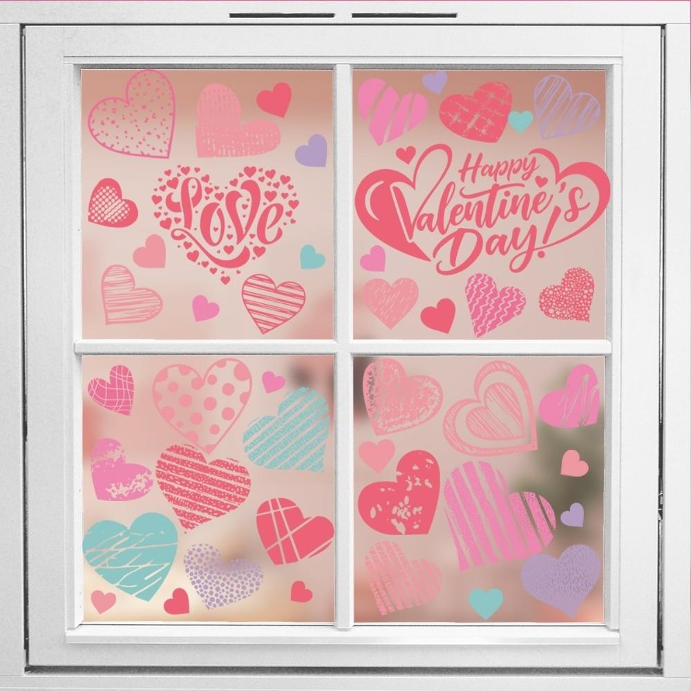 Bow Flower Rose Glass Electrostatic Film PVC Love Heart Window Decals Glass Mirror