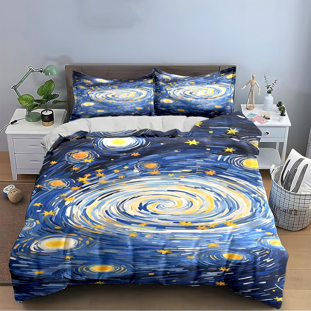 Starry Night Themed Bedding Set Bedding set (1 duvet cover, 2 pillowcases, duvet not included)
