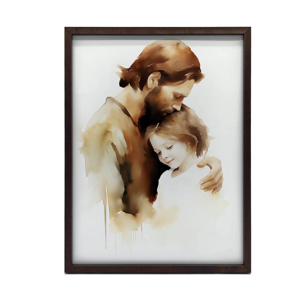 Bezpieczne Ramiona - Jezus Z Małym Chłopcem Bezpieczne Ramiona - Jezus Z Małym Chłopcem, 30X40 Cm, Rama Aluminiowa Czarna, Papier Matowy 230 Gsm